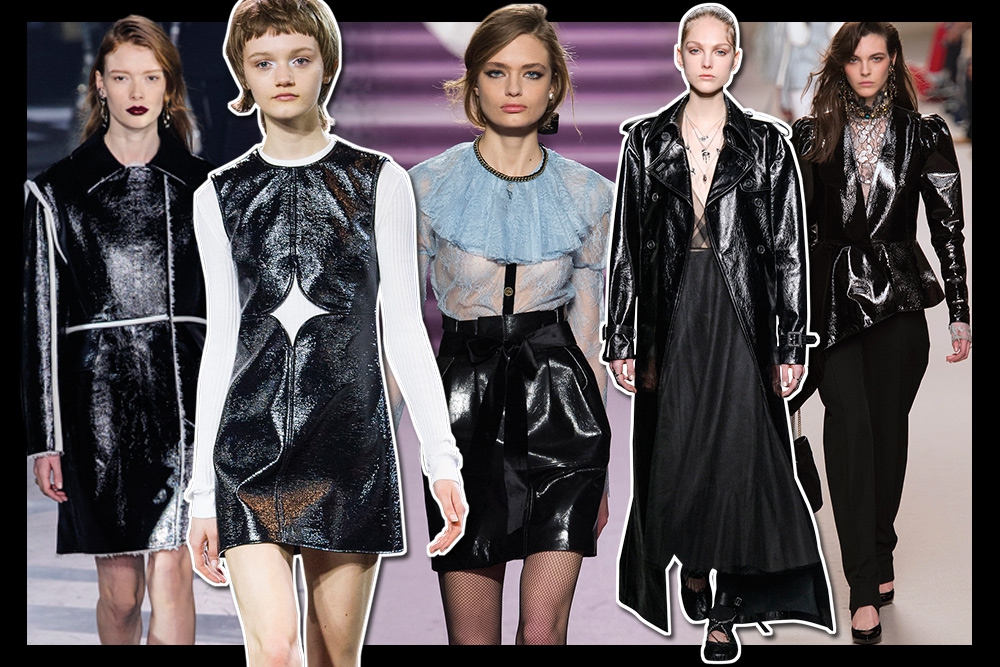 Trendi Dengan Glossy Black Leather