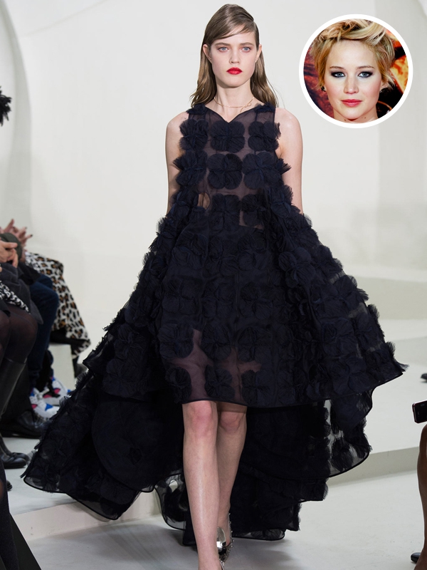 Jennifer Lawrence mengenakan Christian Dior Couture